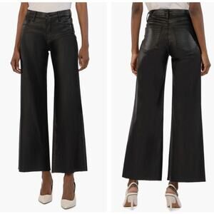 KUT FROM THE KLOTH Meg Coated Fab Ab High Waist Raw Hem Ankle Wide Leg Jean FF14